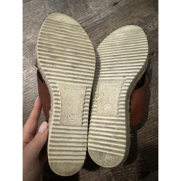 Women's Bertuchi crossband Sandals Leather Slip On Wedge  US 8 EU 39 Spain New - Picture 2 of 4